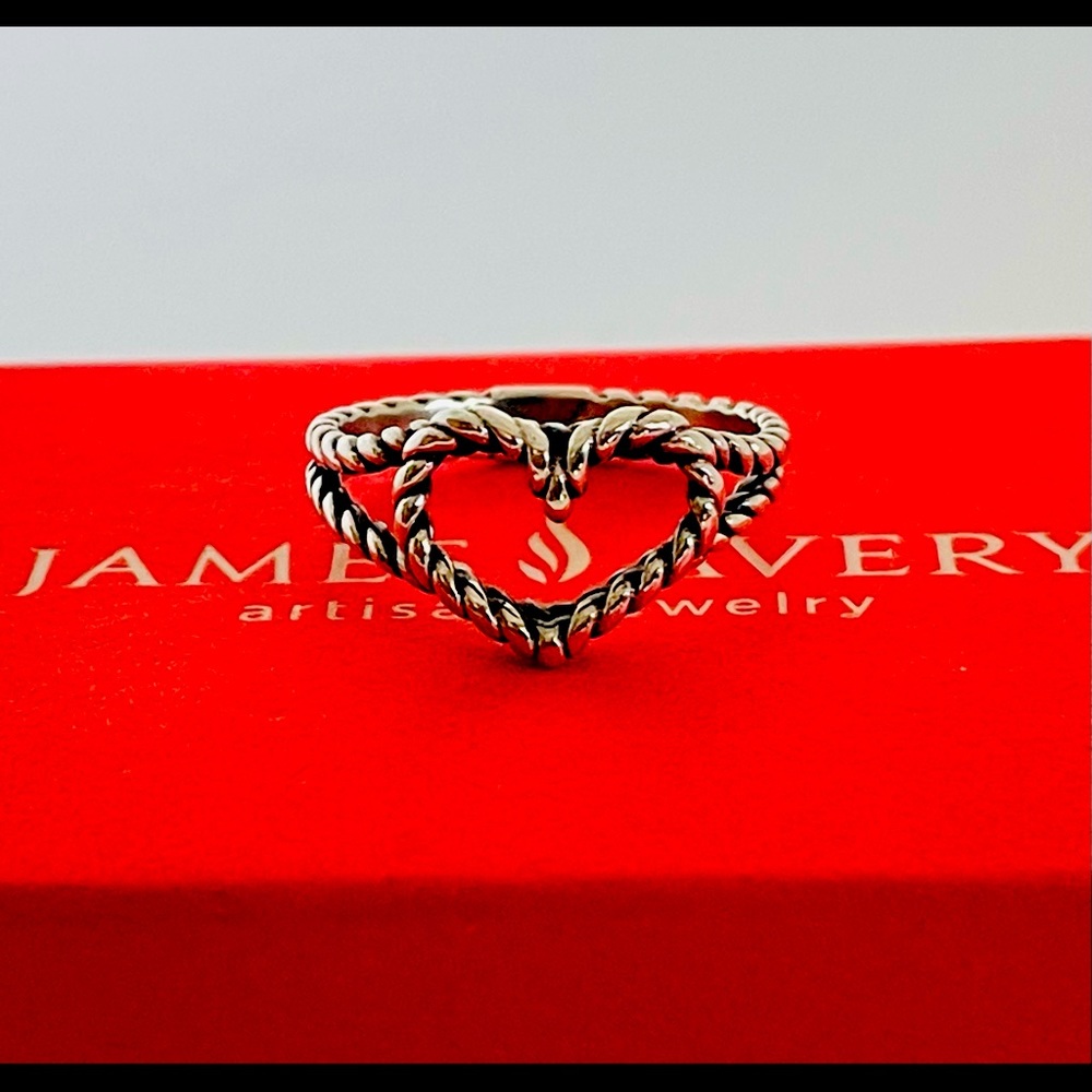 James Avery Retired Sterling Silver Heart Twist Rope Ring Size 9.5